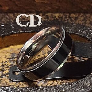 Men's Black Spinner Wedding Ring - Men's Fidget Spinner Ring - Mens Worry Ring